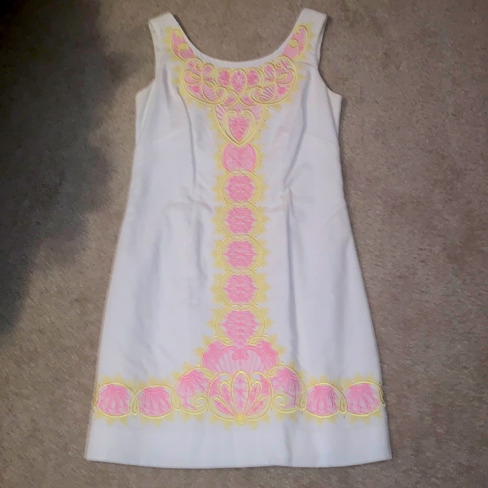 Lilly Pulitzer white with brocade shift dress, 4